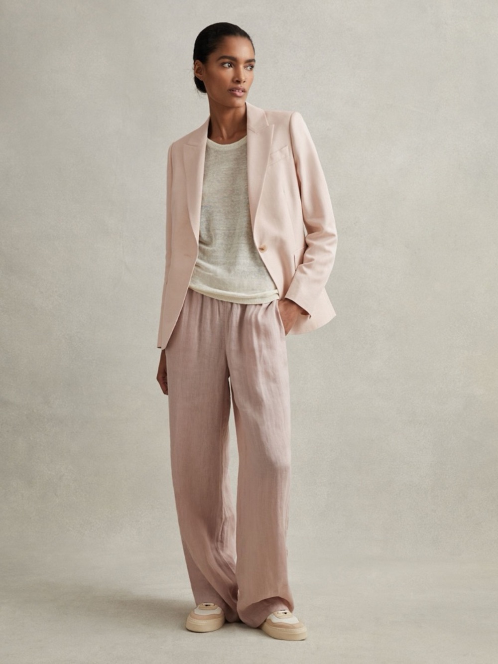 REISS Farrah Single Breasted Suit Blazer with TENCEL™ Fibers in Pink Size 8 - Picture 2 of 8
